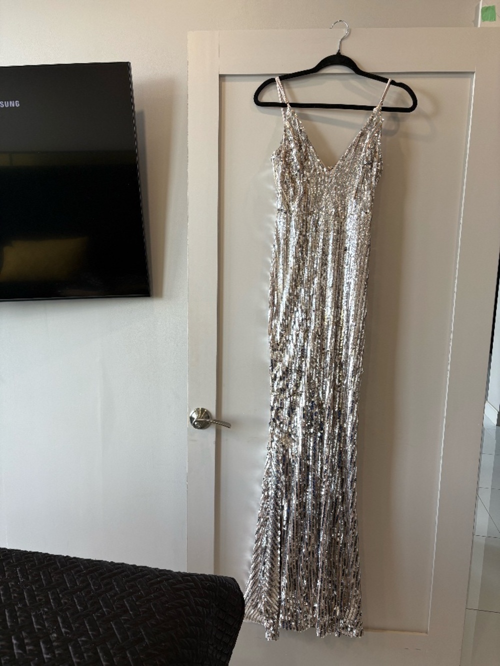 Silver Sequin Maxi Dress Size Small